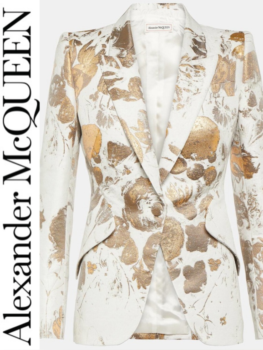 Alexander McQueen ⭐️ Metallic Floral Blazer & Pant Set